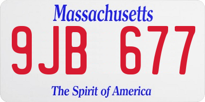 MA license plate 9JB677