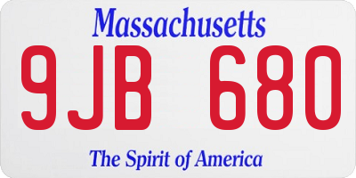 MA license plate 9JB680