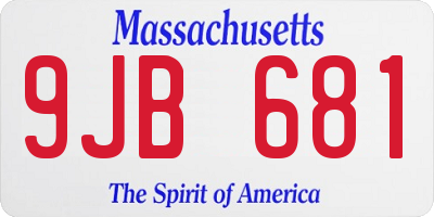MA license plate 9JB681