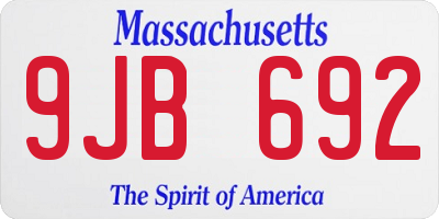 MA license plate 9JB692