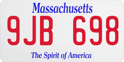 MA license plate 9JB698
