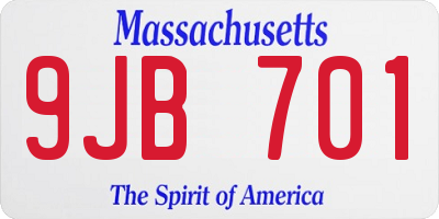 MA license plate 9JB701