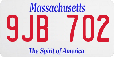 MA license plate 9JB702
