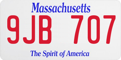 MA license plate 9JB707