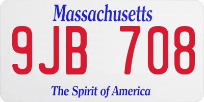 MA license plate 9JB708