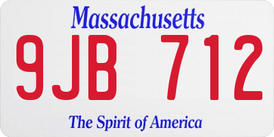 MA license plate 9JB712