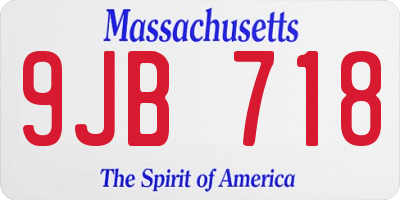 MA license plate 9JB718