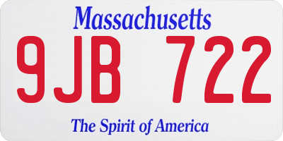MA license plate 9JB722