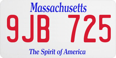 MA license plate 9JB725