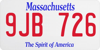 MA license plate 9JB726