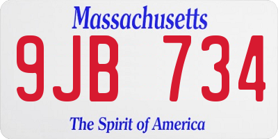 MA license plate 9JB734