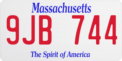 MA license plate 9JB744