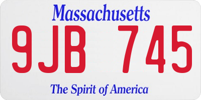 MA license plate 9JB745