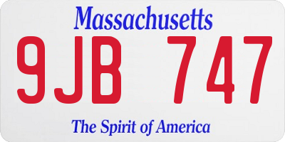 MA license plate 9JB747