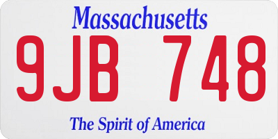 MA license plate 9JB748