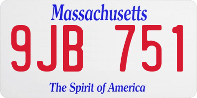 MA license plate 9JB751