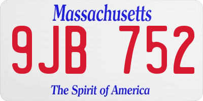 MA license plate 9JB752