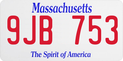 MA license plate 9JB753