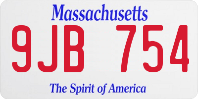 MA license plate 9JB754