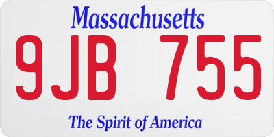 MA license plate 9JB755