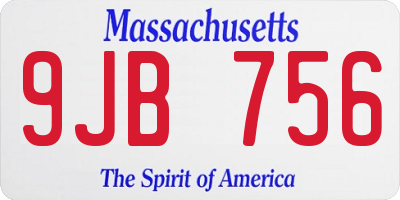 MA license plate 9JB756