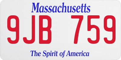 MA license plate 9JB759