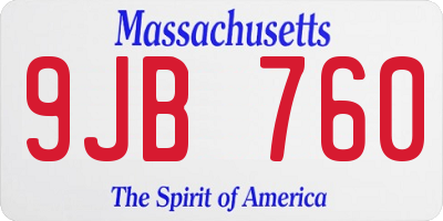 MA license plate 9JB760
