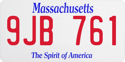 MA license plate 9JB761
