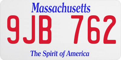 MA license plate 9JB762