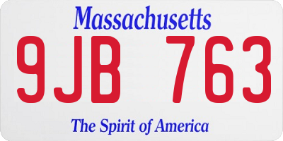 MA license plate 9JB763