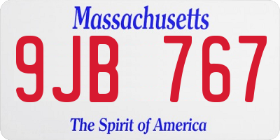 MA license plate 9JB767