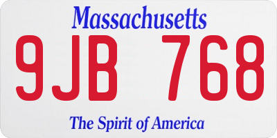 MA license plate 9JB768