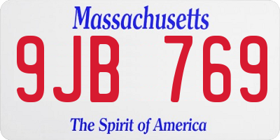 MA license plate 9JB769