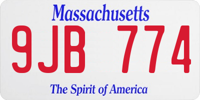 MA license plate 9JB774