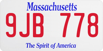 MA license plate 9JB778