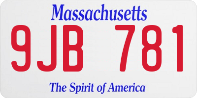 MA license plate 9JB781