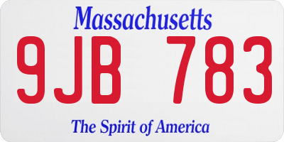 MA license plate 9JB783