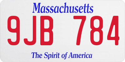MA license plate 9JB784