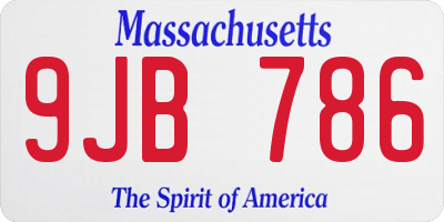 MA license plate 9JB786