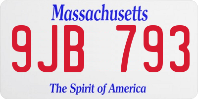 MA license plate 9JB793