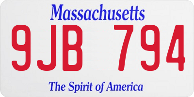 MA license plate 9JB794