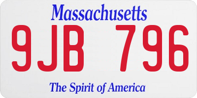 MA license plate 9JB796
