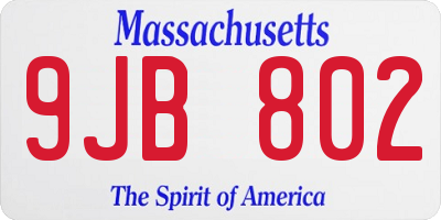 MA license plate 9JB802