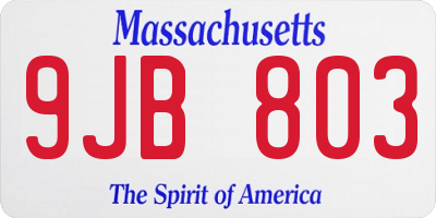 MA license plate 9JB803
