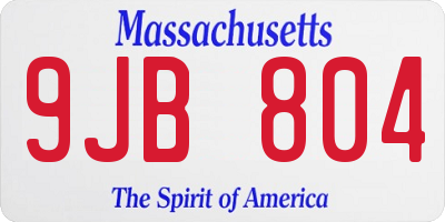 MA license plate 9JB804