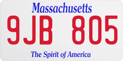 MA license plate 9JB805