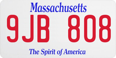 MA license plate 9JB808