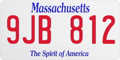 MA license plate 9JB812