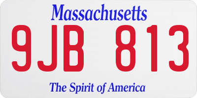 MA license plate 9JB813