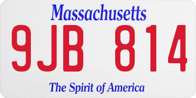 MA license plate 9JB814